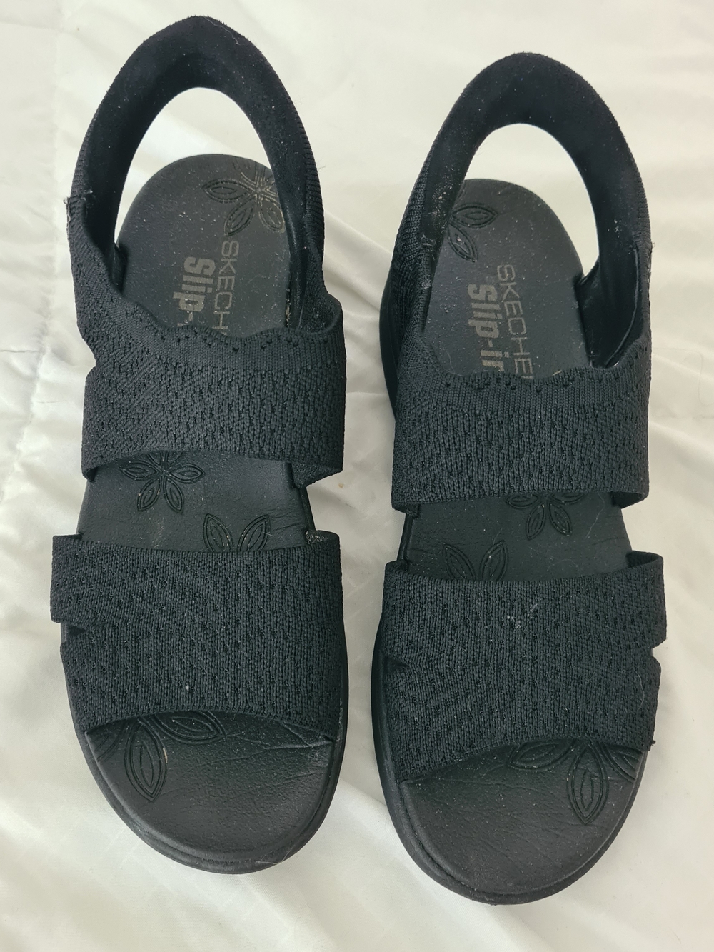 Skechers Black Stretch-Strap Women's Sandal